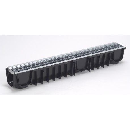 CANIVEAU EN PEHD DRAINYL STANDARD 100 + GRILLE CAILLEBOTIS ACIER B125