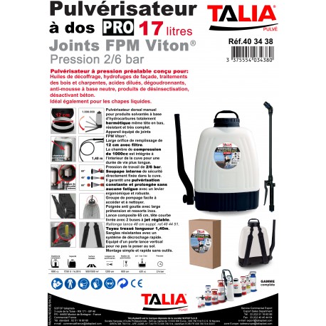 PULVERISATEUR taliaPULVE A DOS 17L VITON