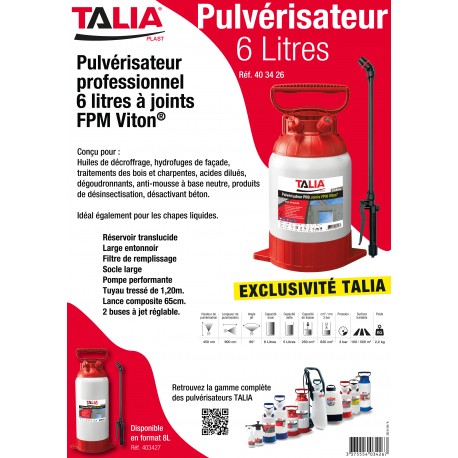 PULVERISATEUR taliaPULVE PRO 6 LITRES VITON